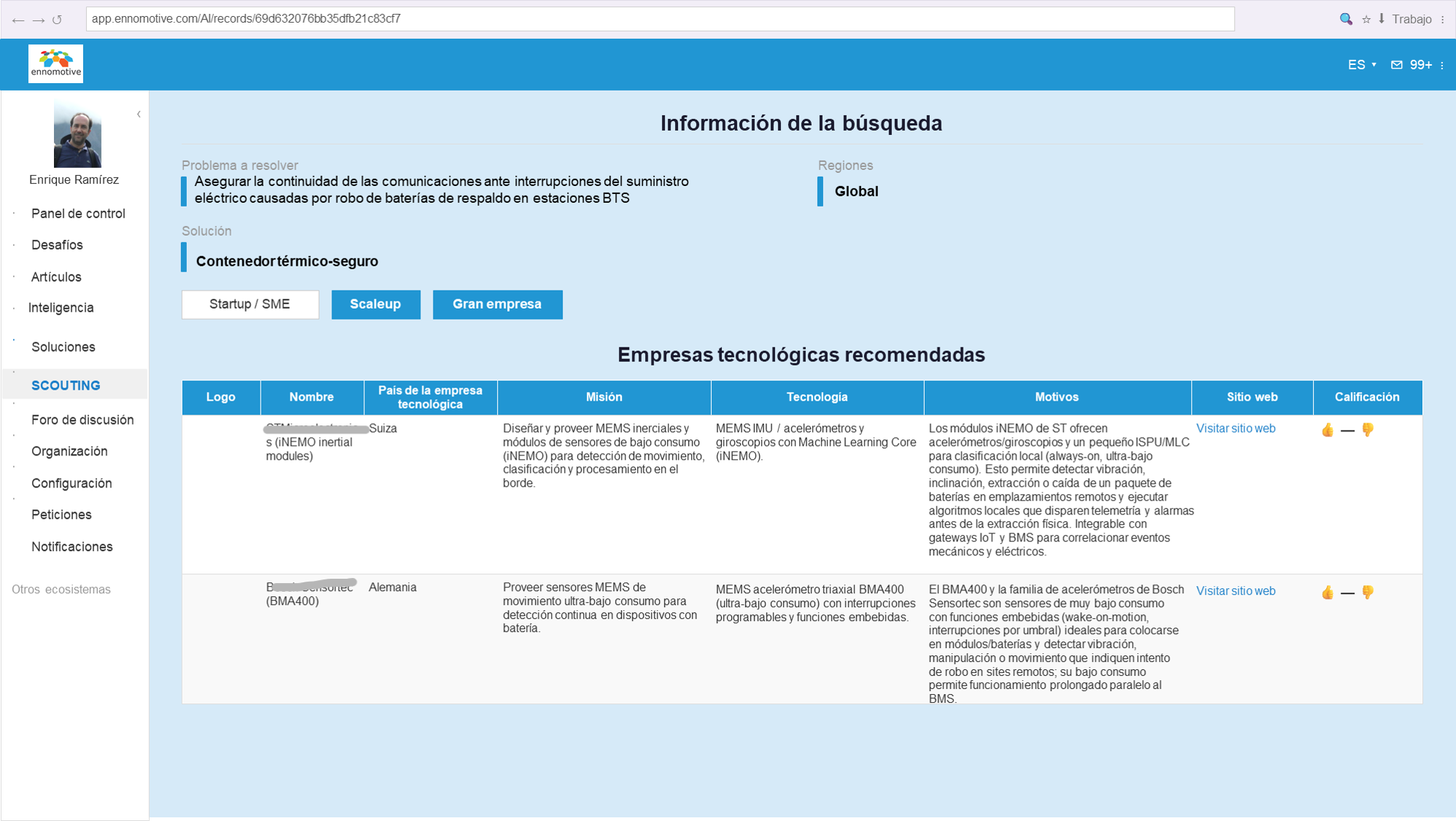 IA scouting de startuops y proveedores tecnologicos